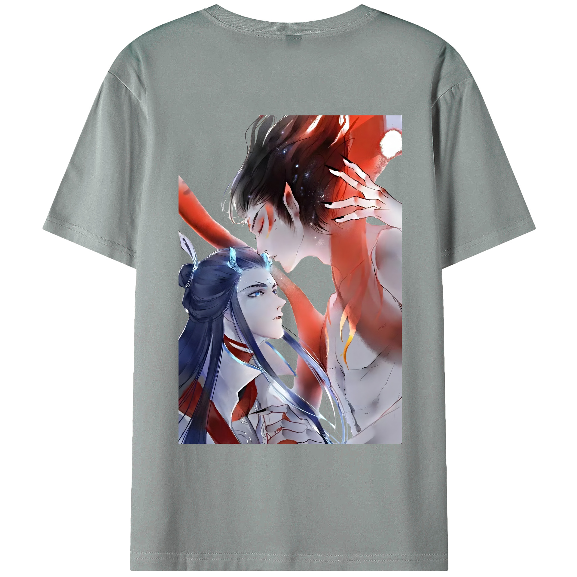 （画像用） Ne Zha 2 ナタ 魔童の大暴れ 綿100％ メンズ半袖Tシャツ（バックプリント） 通気性